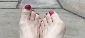 manicured toenails on older women
